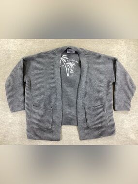 The Beach People Cozy Open-Front Ribbed Cardigan Sweater — Gray